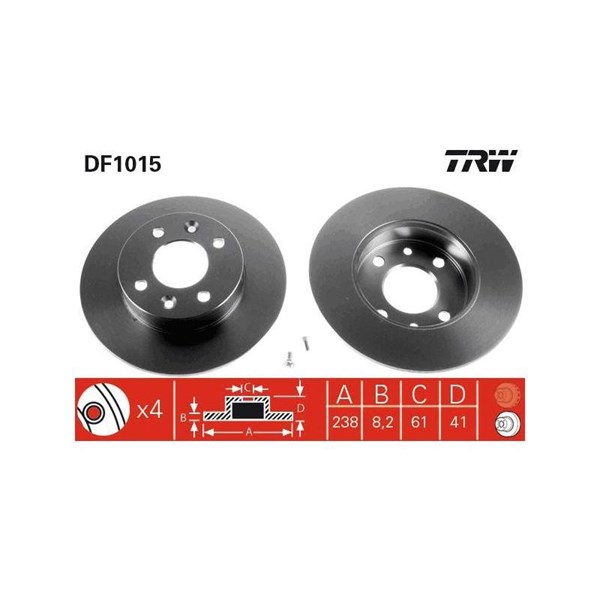 Bromsskiva Solid, Framaxel Trw DF1015 TRW