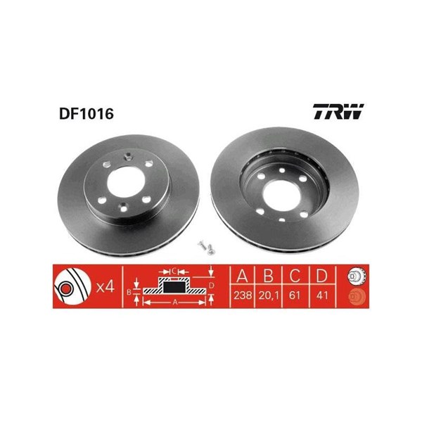 Bromsskiva Ventilerad Trw DF1016 TRW