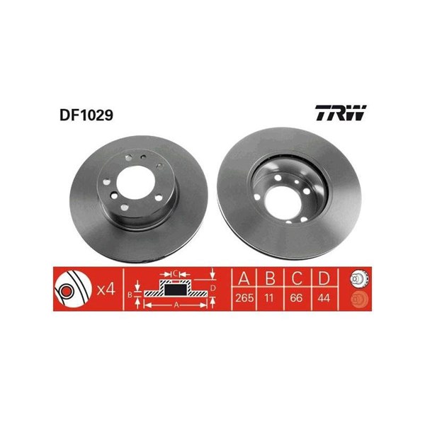 Bromsskiva Solid, Bakaxel Trw DF1029 TRW