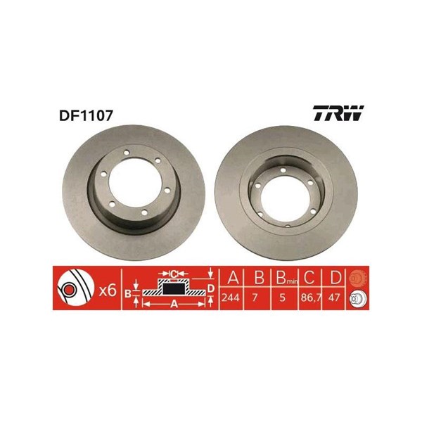 Bromsskiva Solid, Framaxel Trw DF1107 TRW