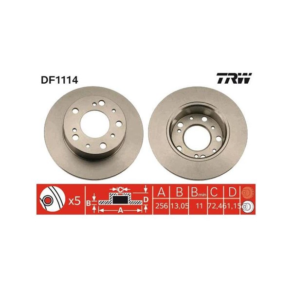 Bromsskiva Solid, Framaxel Trw DF1114 TRW