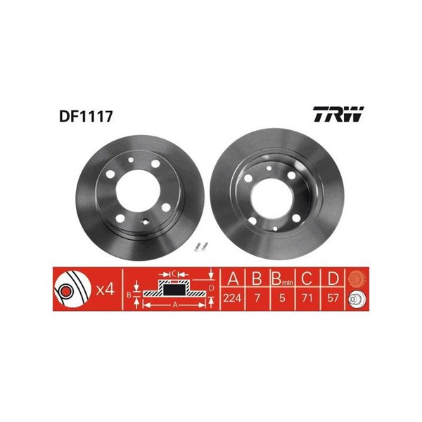 Bromsskiva Solid, Bakaxel Trw DF1117 TRW