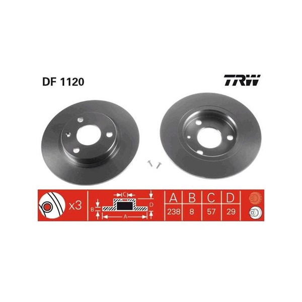 Bromsskiva Solid, Framaxel Trw DF1120 TRW
