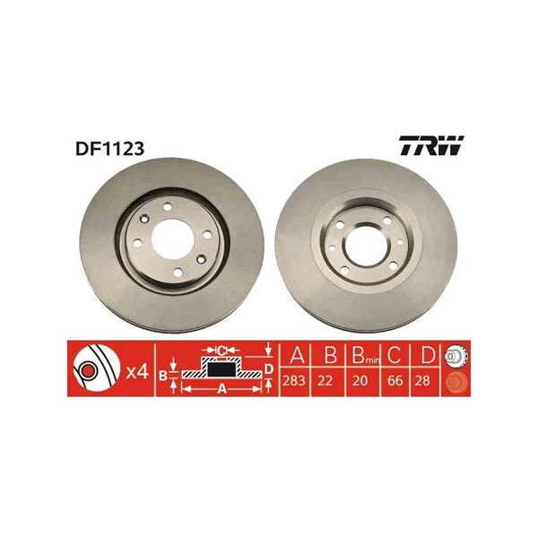 Bromsskiva Ventilerad, Framaxel Trw DF1123 TRW Bromsskiva Ventilerad, Framaxel Trw DF1123 TRW