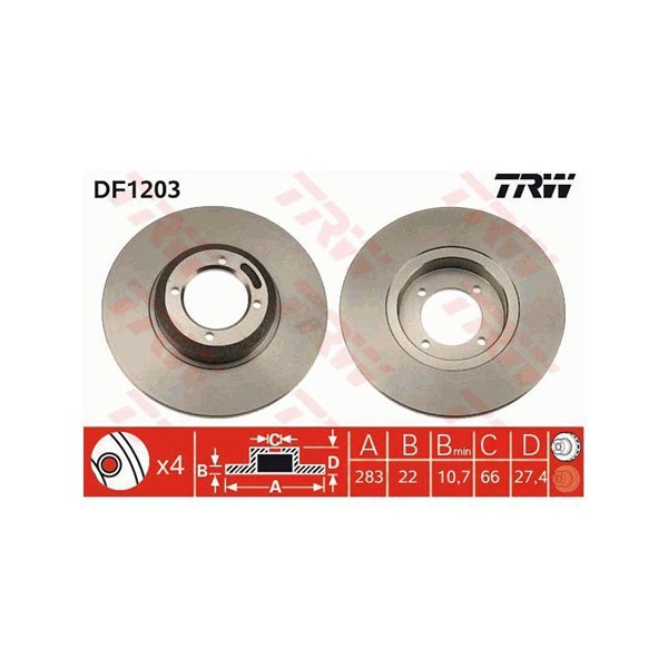 Bromsskiva Solid, Framaxel Trw DF1203 TRW