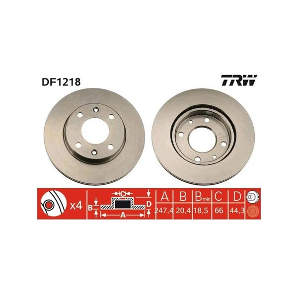 Bromsskiva Ventilerad, Framaxel Trw DF1218 TRW