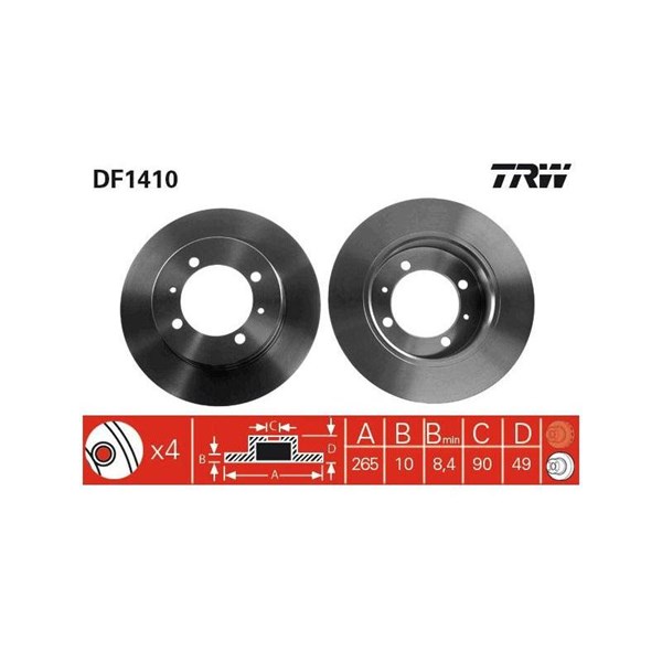 Bromsskiva Solid, Bakaxel Trw DF1410 TRW