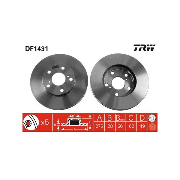 Bromsskiva Ventilerad, Framaxel Trw DF1431 TRW Bromsskiva Ventilerad, Framaxel Trw DF1431 TRW