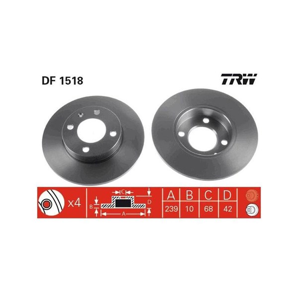 Bromsskiva Solid, Framaxel Trw DF1518 TRW