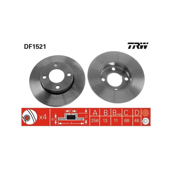 Bromsskiva Solid, Framaxel Trw DF1521 TRW