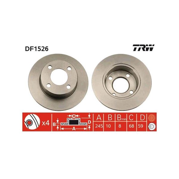 Bromsskiva Solid, Bakaxel Trw DF1526 TRW