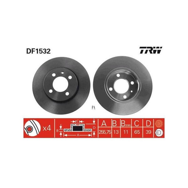 Bromsskiva Solid, Framaxel Trw DF1532 TRW