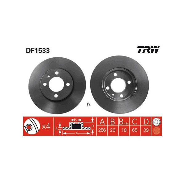 Bromsskiva Ventilerad, Framaxel Trw DF1533 TRW
