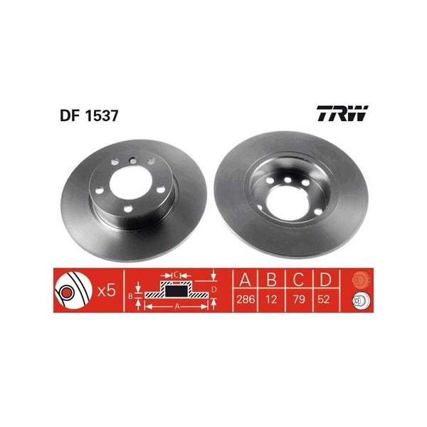 Bromsskiva Solid, Framaxel Trw DF1537 TRW