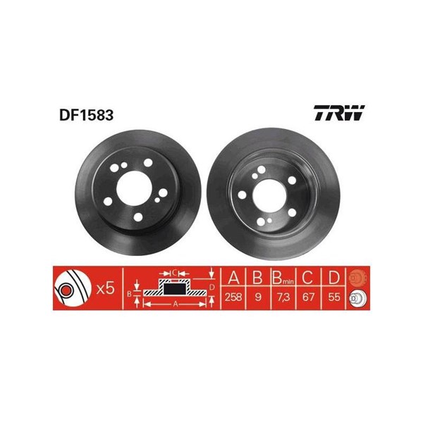 Bromsskiva Solid, Bakaxel Trw DF1583 TRW