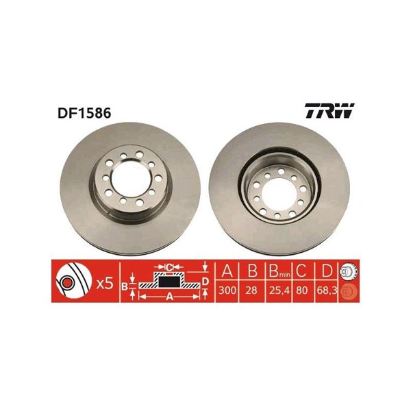 Bromsskiva Ventilerad, Framaxel Trw DF1586 TRW