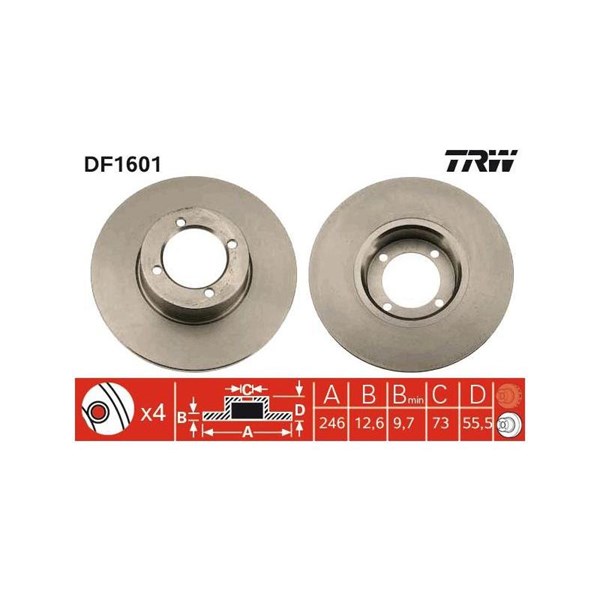 Bromsskiva Solid, Framaxel Trw DF1601 TRW