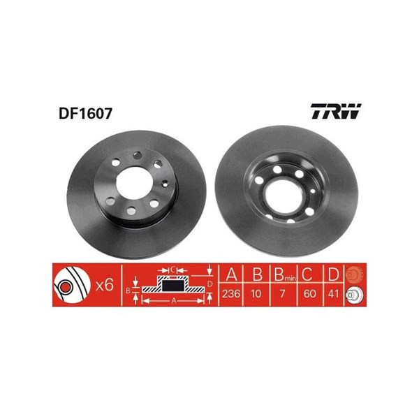 Bromsskiva Solid, Framaxel Trw DF1607 TRW