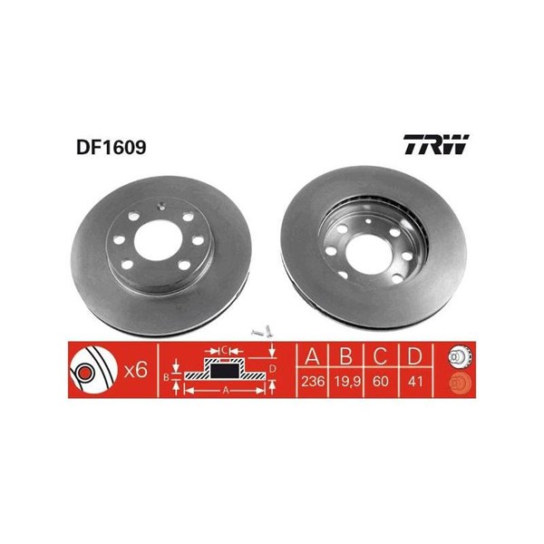 Bromsskiva Ventilerad Trw DF1609 TRW