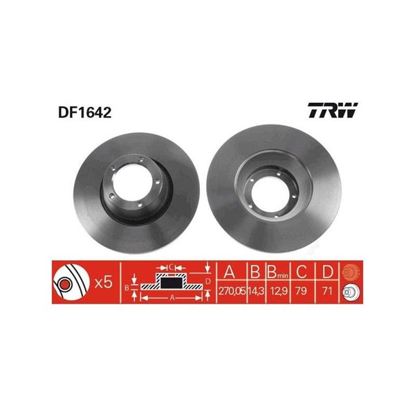 Bromsskiva Solid, Framaxel Trw DF1642 TRW Bromsskiva Solid, Framaxel Trw DF1642 TRW