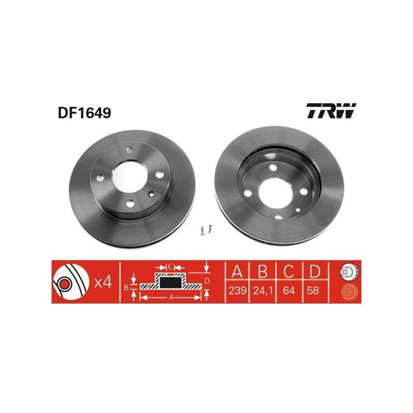 Bromsskiva Ventilerad Trw DF1649 TRW