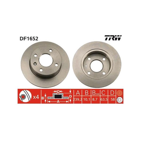 Bromsskiva Solid Trw DF1652 TRW