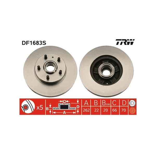 Bromsskiva Ventilerad, Framaxel Trw DF1683S TRW