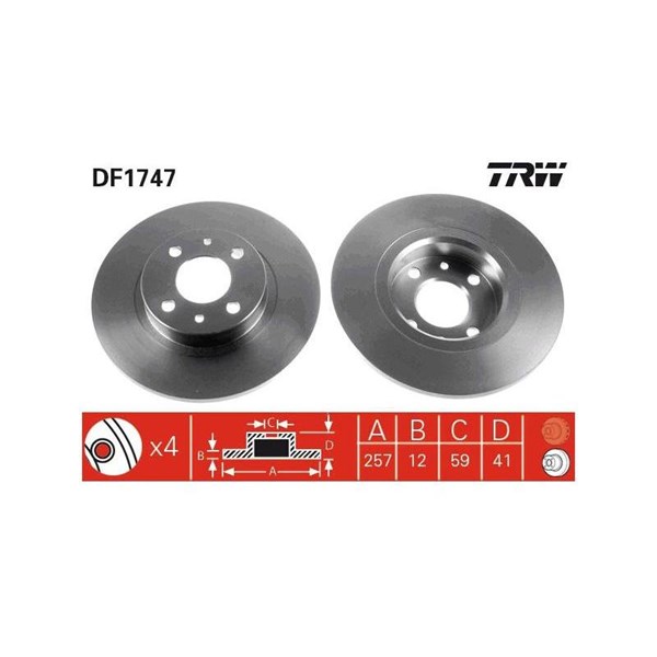Bromsskiva Solid, Framaxel Trw DF1747 TRW