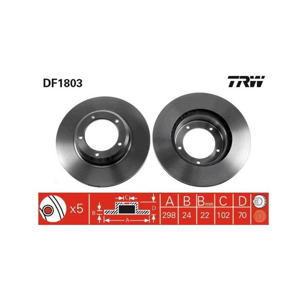 Bromsskiva Ventilerad, Framaxel Trw DF1803 TRW