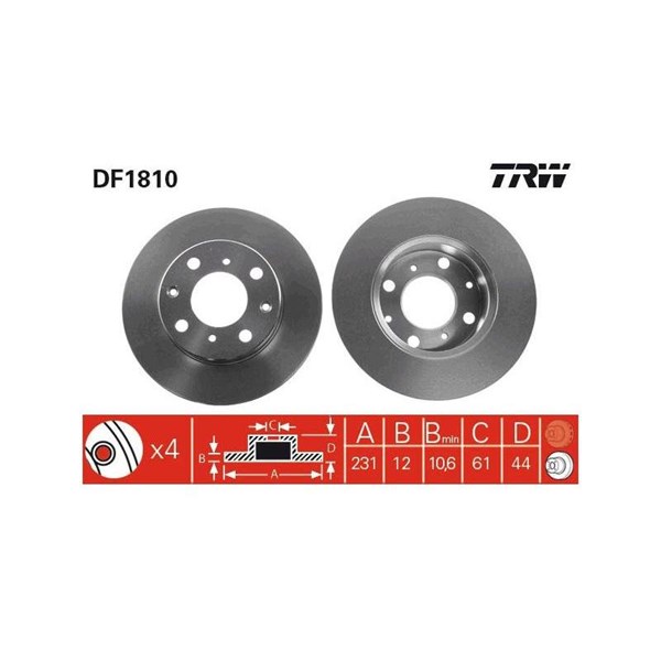 Bromsskiva Solid, Framaxel Trw DF1810 TRW