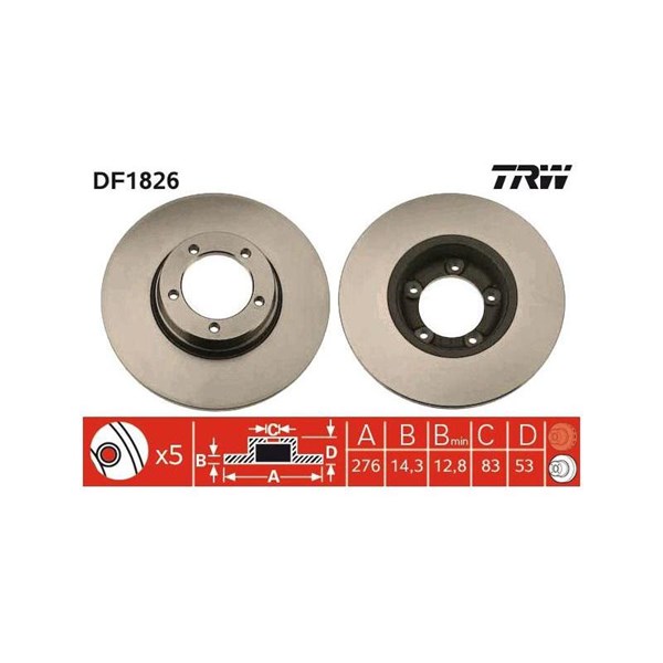 Bromsskiva Solid, Framaxel Trw DF1826 TRW Bromsskiva Solid, Framaxel Trw DF1826 TRW