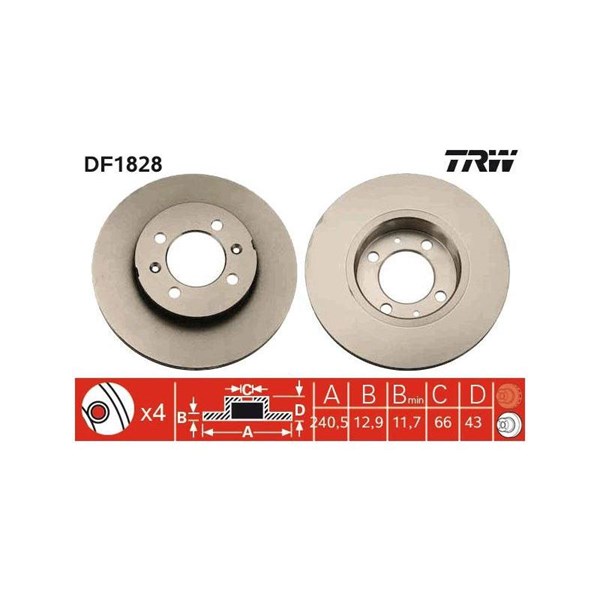 Bromsskiva Solid, Framaxel Trw DF1828 TRW