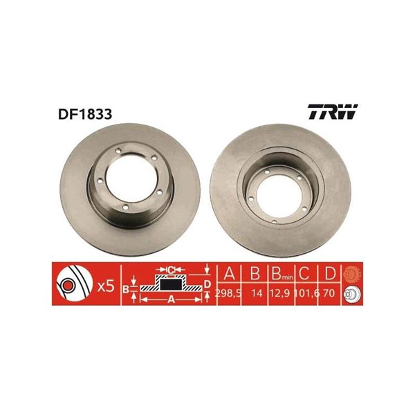 Bromsskiva Solid, Framaxel Trw DF1833 TRW