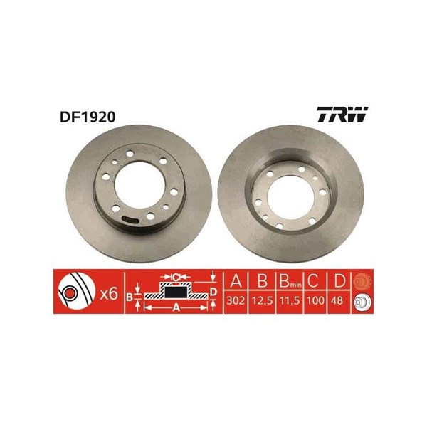 Bromsskiva Solid, Framaxel Trw DF1920 TRW