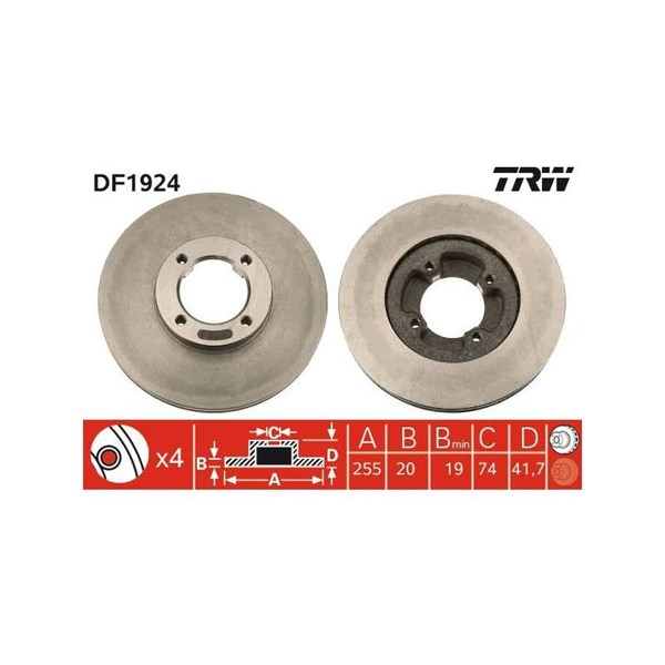 Bromsskiva Ventilerad, Framaxel Trw DF1924 TRW Bromsskiva Ventilerad, Framaxel Trw DF1924 TRW