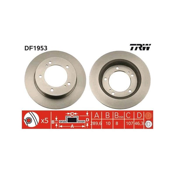 Bromsskiva Solid, Framaxel Trw DF1953 TRW