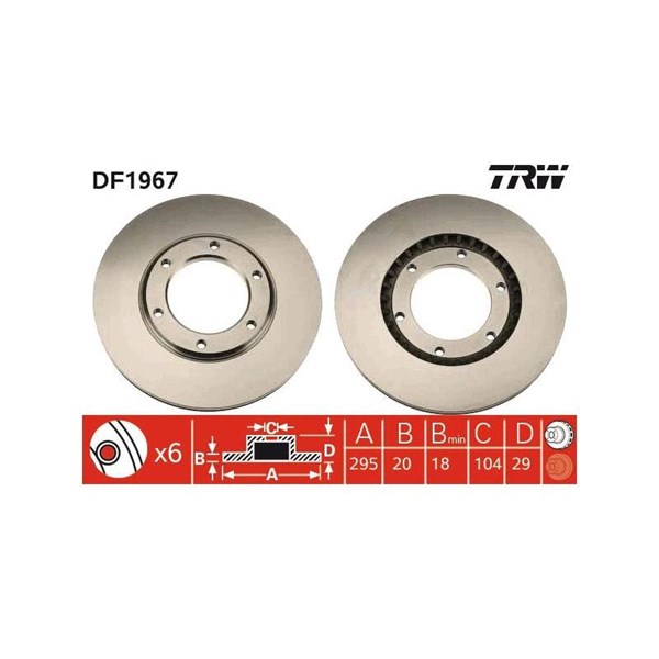 Bromsskiva Ventilerad, Framaxel Trw DF1967 TRW Bromsskiva Ventilerad, Framaxel Trw DF1967 TRW