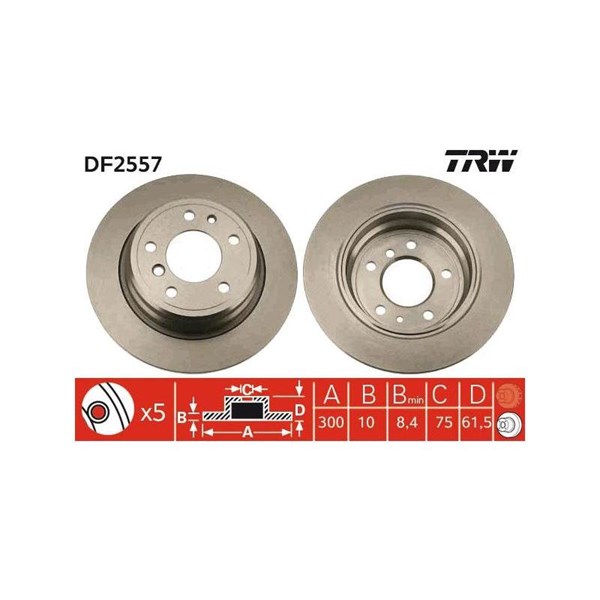Bromsskiva Solid, Bakaxel Trw DF2557 TRW
