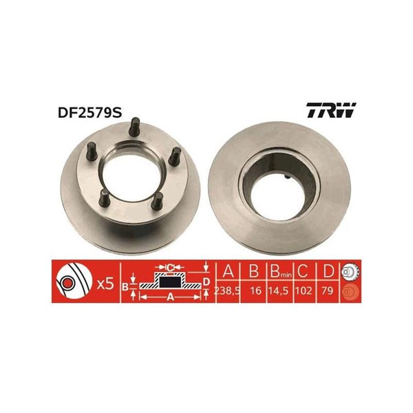 Bromsskiva Solid, Framaxel Trw DF2579S TRW