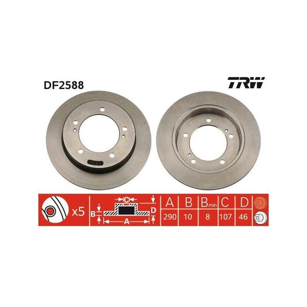 Bromsskiva Solid, Framaxel Trw DF2588 TRW