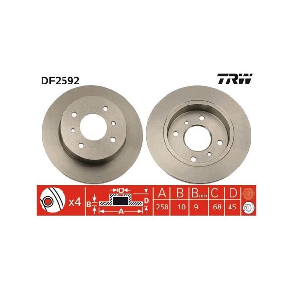 Bromsskiva Solid, Bakaxel Trw DF2592 TRW
