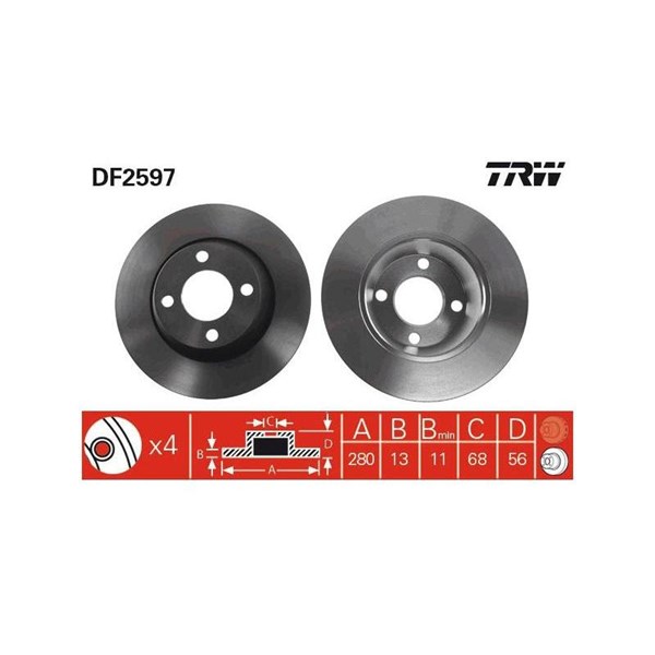 Bromsskiva Solid, Framaxel Trw DF2597 TRW