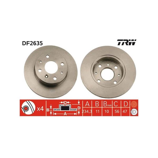 Bromsskiva Solid, Framaxel Trw DF2635 TRW Bromsskiva Solid, Framaxel Trw DF2635 TRW