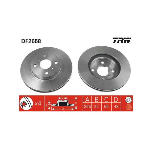 Bromsskiva Ventilerad, Framaxel Trw DF2658 TRW