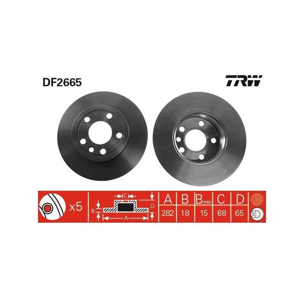 Bromsskiva Solid, Framaxel Trw DF2665 TRW