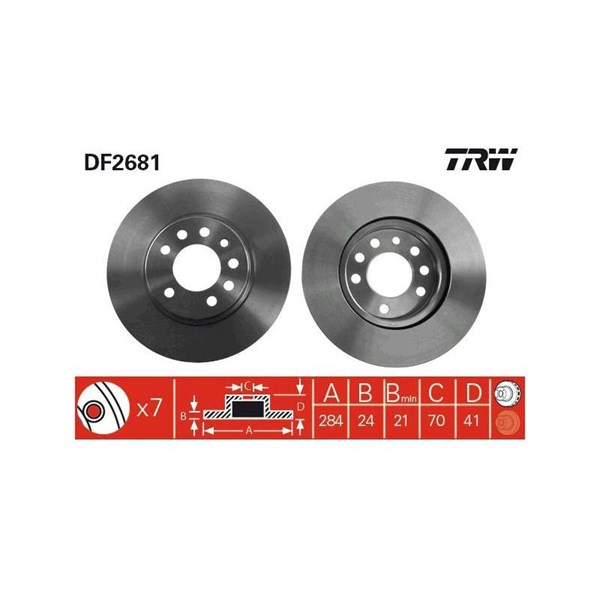 Bromsskiva Ventilerad, Framaxel Trw DF2681 TRW