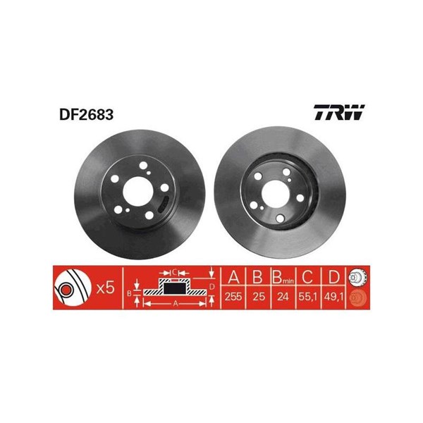 Bromsskiva Ventilerad, Framaxel Trw DF2683 TRW Bromsskiva Ventilerad, Framaxel Trw DF2683 TRW