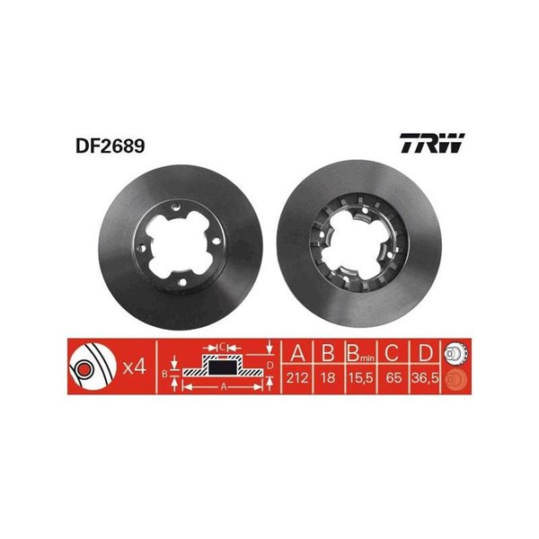 Bromsskiva Ventilerad, Framaxel Trw DF2689 TRW
