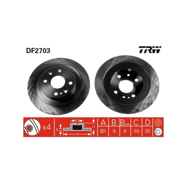 Bromsskiva Solid, Bakaxel Trw DF2703 TRW