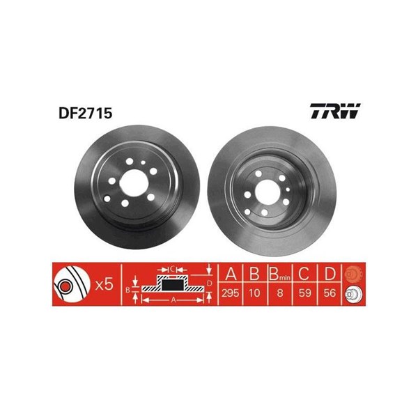 Bromsskiva Solid, Bakaxel Trw DF2715 TRW